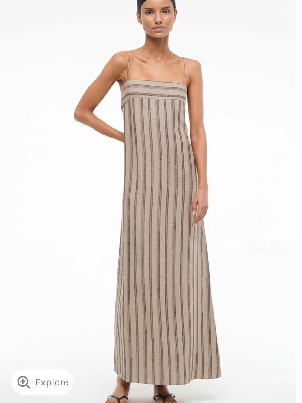 STAUD LAURA LINEN DRESS | SAHARA STRIPE